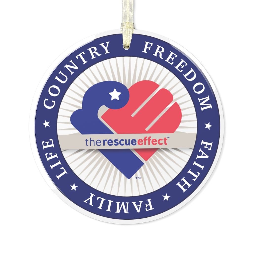 FREEDOM - FAITH - FAMILY- LIFE - COUNTRY: Glass Ornament