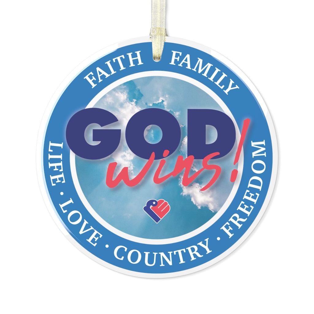 God Wins! Glass Ornament