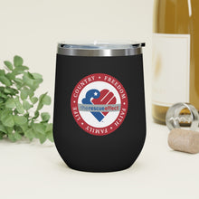 Load image into Gallery viewer, Freedom - Faith - Family - Life - Country: 12oz Insulated Wine Tumbler
